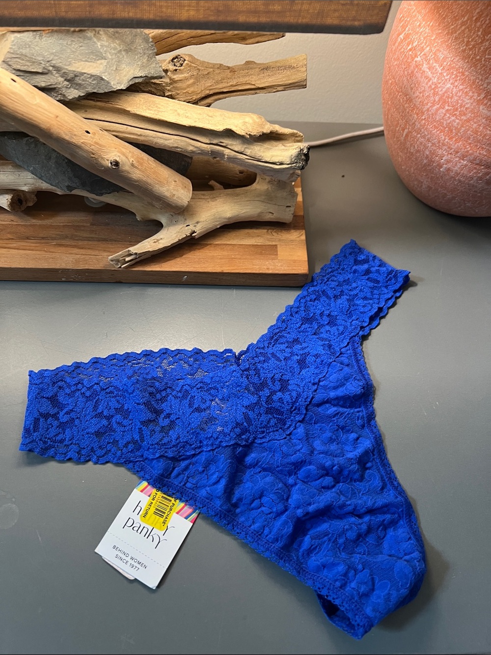 Hanky Panky Stretch Lace Thong Panty - Royal Blue